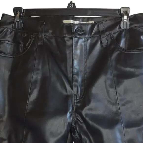 Hudson Barbara High Waist Straight Pant In Black Beauty Faux Leather, Size 28